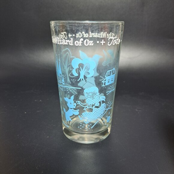 Peanut Butter Wizard Of Oz Drinking Glass Tumbler Toto Dorothy Drinkware Blue - Picture 6 of 11